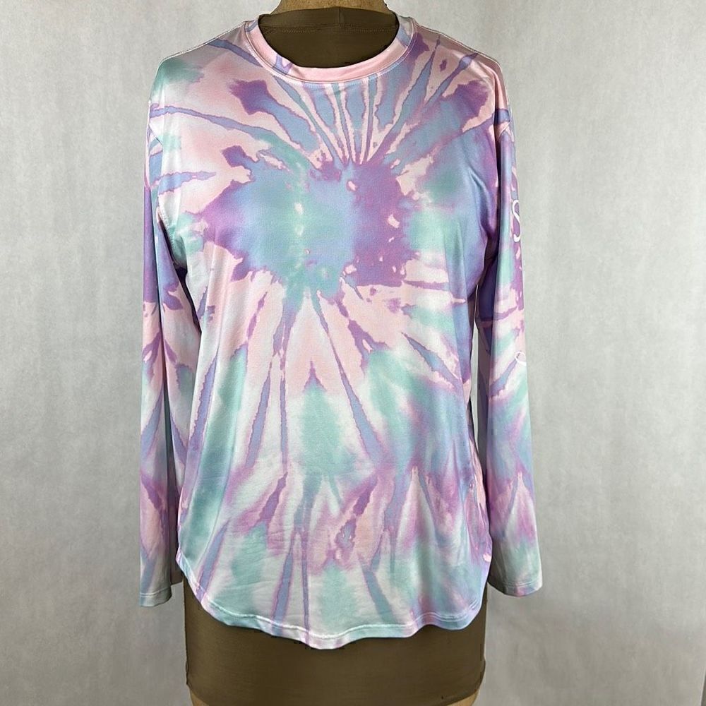 Lauren James Co Tie Dye Performance Shirt Top Size Small Pastel Long Sleeve
